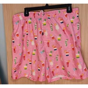 BROKEN THREADS Men's‎ (Size XL) Pink Cocktail Swim Trunks Mesh Liner Pockets